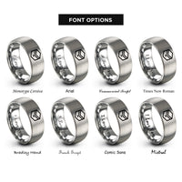font options for inside engraving on grey hive box rings
