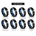 font options for inside engraving on black & blue & silver hockey net rings