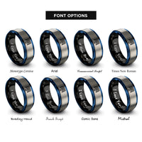 font options for inside engraving on black & blue & silver hockey net rings