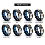 font options for inside engraving on black & blue & silver hockey net rings