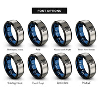 font options for inside engraving on black & blue & silver hockey net rings