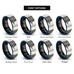 font options for inside engraving on black & blue & gray hockey puck stick rings
