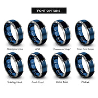 font options for inside engraving on blue & grey hockey puck stick rings