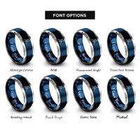 font options for inside engraving on blue & silver hockey slap rings