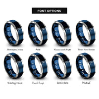 font options for inside engraving on blue & grey hockey slapshot rings