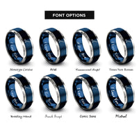 font options for inside engraving on blue & gray hockey stick rings