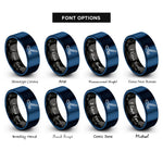 font options for inside engraving on black & blue hockey stick puck rings
