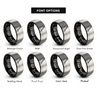 font options for inside engraving on black & grey hoe rings