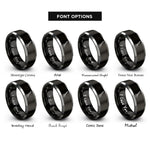 font options for inside engraving on black & grey hoe rings