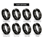 font options for inside engraving on black & gray hog rings