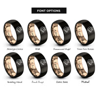 font options for inside engraving on black & rose gold hog rings