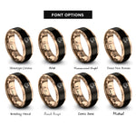 font options for inside engraving on black & rose gold hog rings
