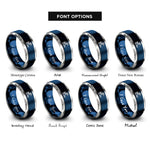 font options for inside engraving on blue & grey hokusai wave crest rings