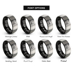 font options for inside engraving on black & gray hole punch rings