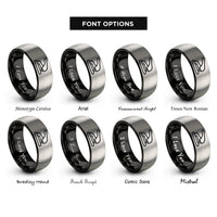 font options for inside engraving on black & gray hole punch rings