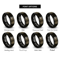 font options for inside engraving on gunmetal & black hole punch rings