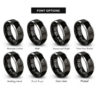 font options for inside engraving on black & grey hole punch pliers rings