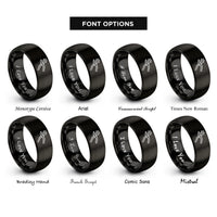 font options for inside engraving on black hole punch pliers rings