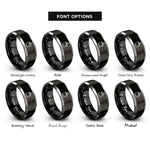 font options for inside engraving on black & silver hole saw rings