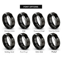font options for inside engraving on black & silver hole saw rings
