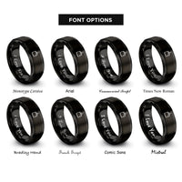font options for inside engraving on black hole saw rings