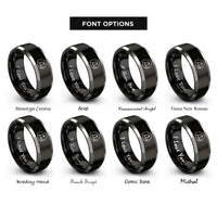 font options for inside engraving on black & silver holland lop rings