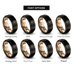 font options for inside engraving on black & rose gold holland lop rings