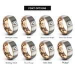 font options for inside engraving on rose gold & grey holland lop rings