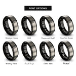 font options for inside engraving on black & gray hollowbody archtop rings