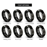 font options for inside engraving on black & silver hollowbody archtop rings