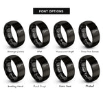 font options for inside engraving on black hollowbody archtop rings