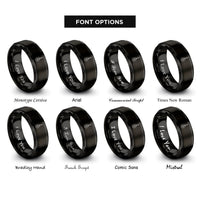 font options for inside engraving on black hollowbody archtop rings