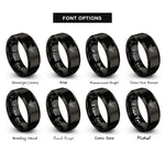 font options for inside engraving on black holly leaves berries rings