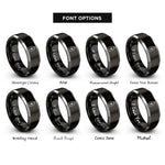 font options for inside engraving on black & gray holy water bottle rings
