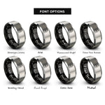 font options for inside engraving on black & gray holy water bottle rings