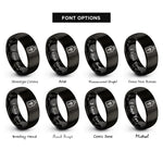 font options for inside engraving on black holy water bottle rings