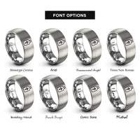 font options for inside engraving on grey holy water bottle rings