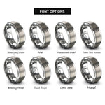 font options for inside engraving on gray holy water bottle rings