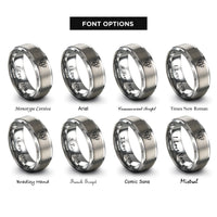 font options for inside engraving on grey honey bee rings