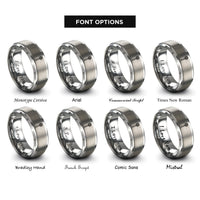 font options for inside engraving on grey honey dipper rings