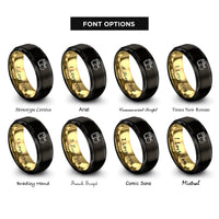 font options for inside engraving on black & gold honey jar apple rings
