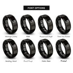 font options for inside engraving on black honey jar dipper rings