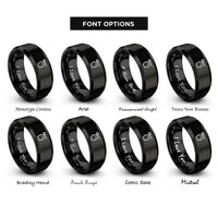 font options for inside engraving on black honey jar dipper rings