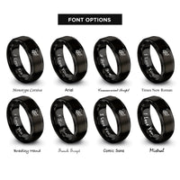 font options for inside engraving on black honeybee rings
