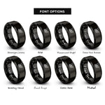 font options for inside engraving on black honeybee rings