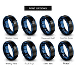 font options for inside engraving on black & blue honeybee flower rings