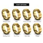 font options for inside engraving on gold honeybee rings