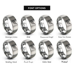 font options for inside engraving on silver honeybee rings