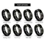 font options for inside engraving on black & grey honeycomb cells rings