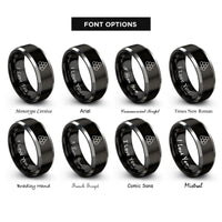 font options for inside engraving on black & grey honeycomb cells rings
